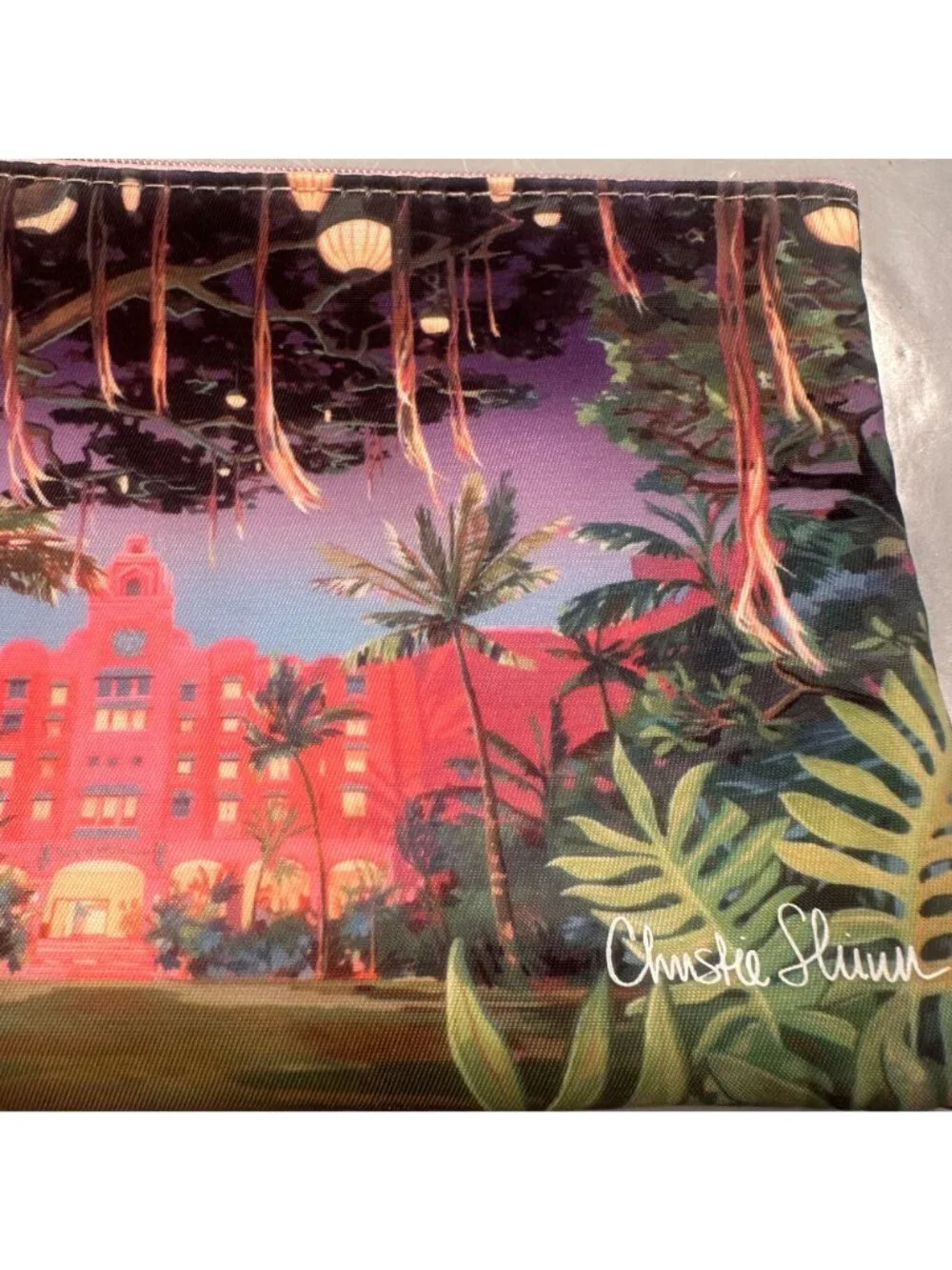Christie Shinn United Airlines Royal Hawaiian Sunset Travel Pouch Tropical Zip
